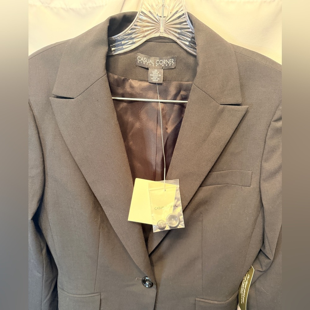 NWT Casual Corner Women's Size 10 Black Stretch Wool Blazer Wool Spandex Classic - Picture 4 of 10